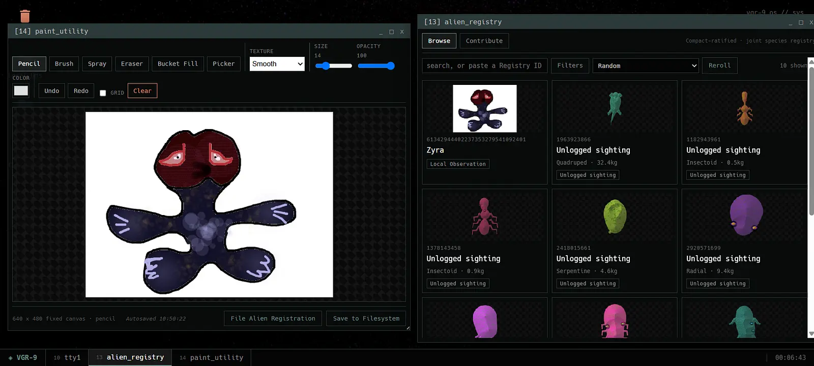 VoyagerOS alien registry